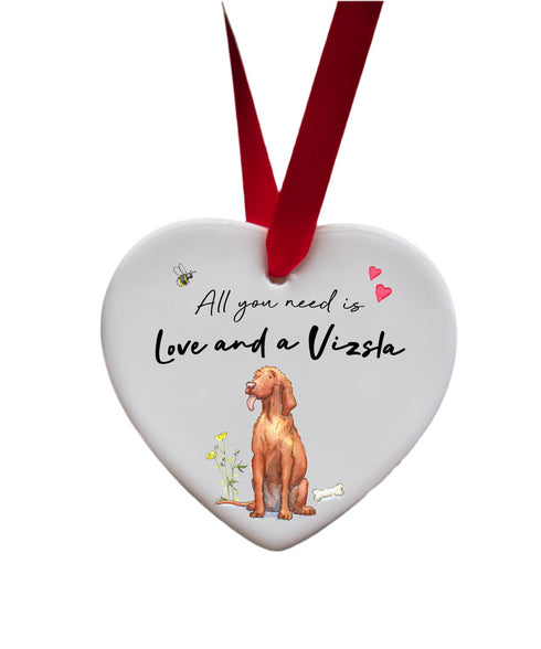 Love and a Vizsla Ceramic Heart